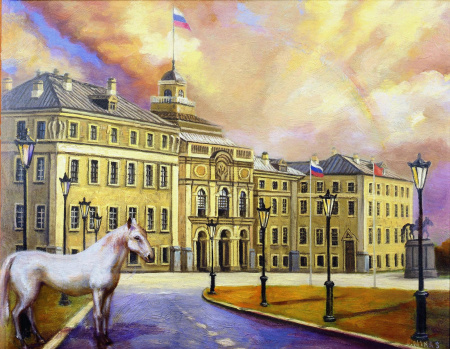 Мистическое появление лошади Петра 1 у Константиновского дворца. (Питер)